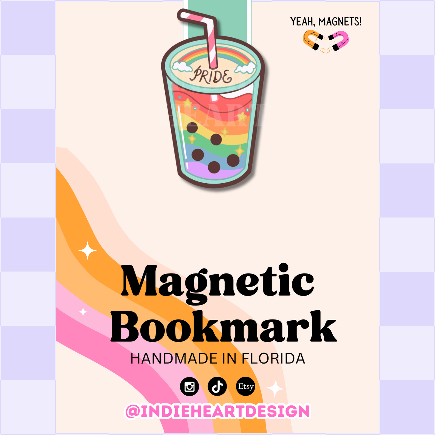 Rainbow Pride Boba | Magnetic Bookmark