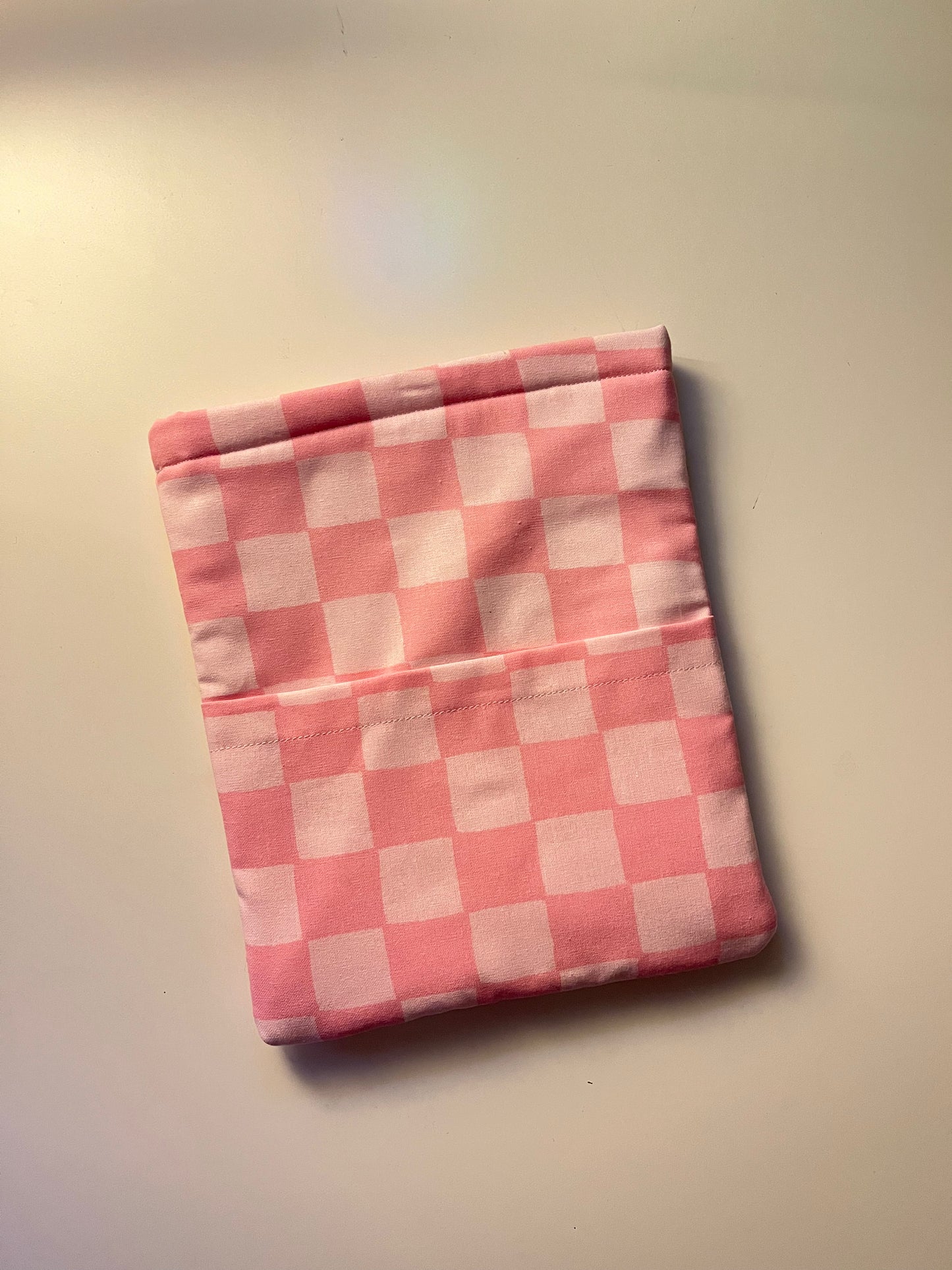 Pastel Pink Checkered Kindle Sleeve